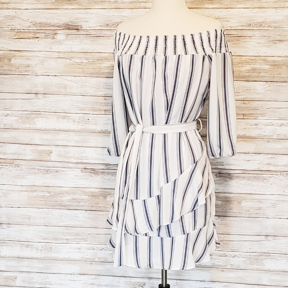 Pookie & Sebastian Off the Shoulder Ruffle Dress M